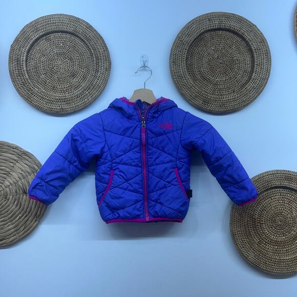 The North Face Reversible Hooded Puffer Jacket Coat Winter Toddler Girls 2T - Picture 1 of 8